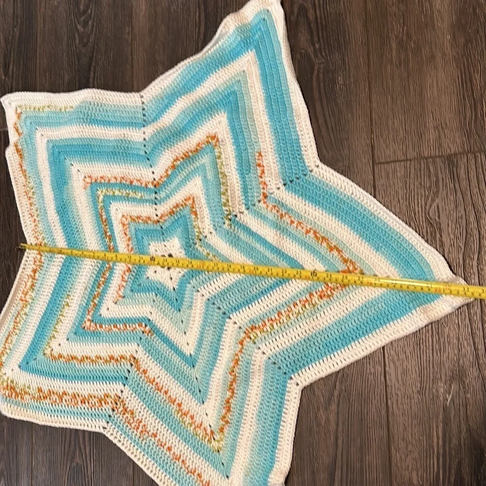 Crochet star fish small blanket baby blanket decorative throw hand made 3’x3’